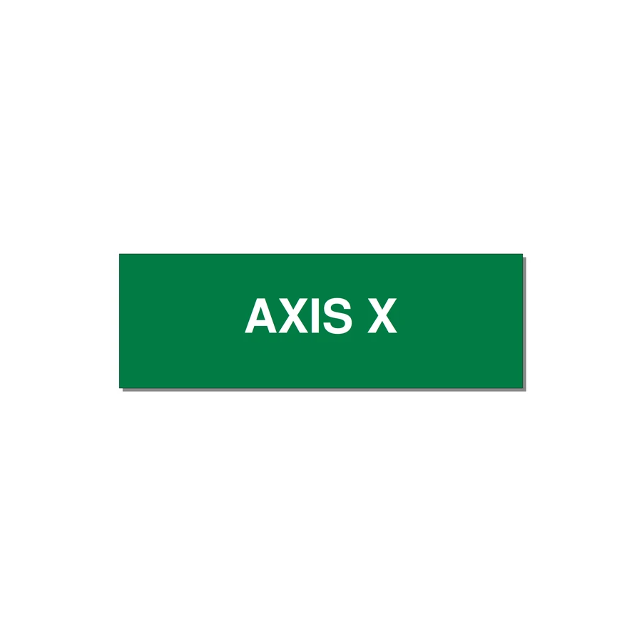 Axis Label – X Axis – OEM Motion System — 3x1" White on Green, Adhesive