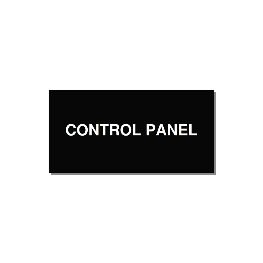 Control Panel Label – Machine Builder Identification — 4x2" White on Black, Adhesive