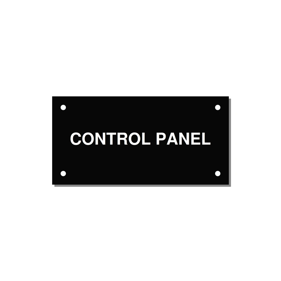 Control Panel Label – Machine Builder Identification — 4x2" White on Black, Holes