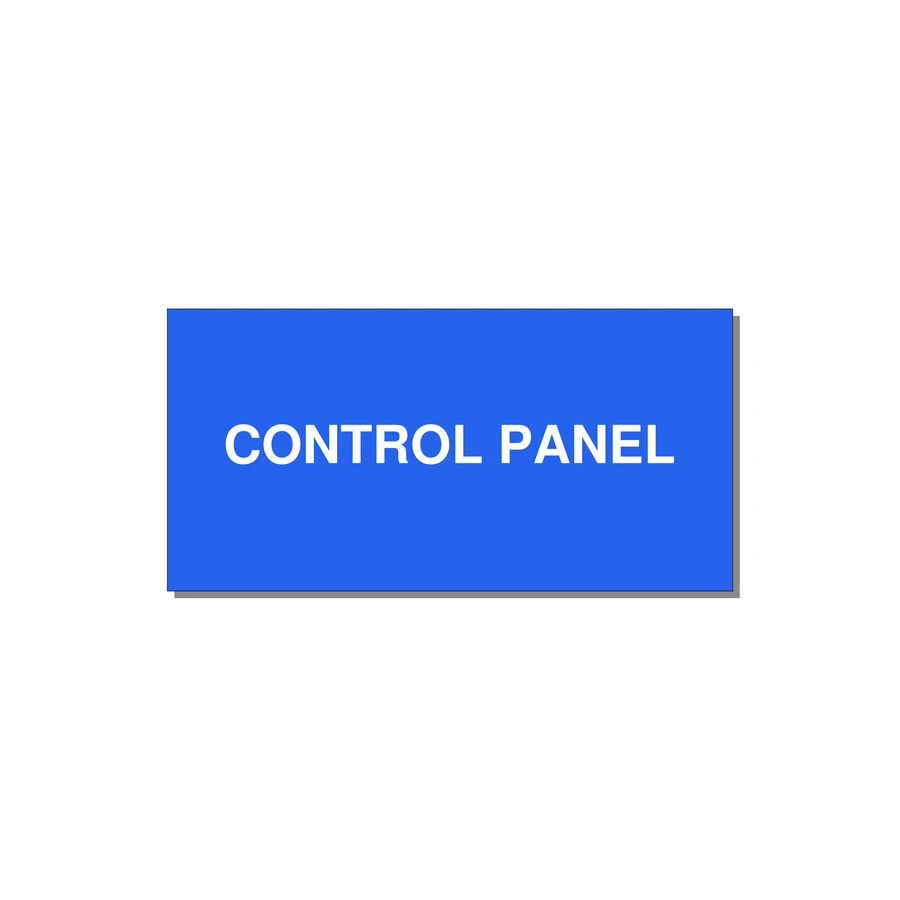 Control Panel Label – Machine Builder Identification — 4x2" White on Blue, Adhesive