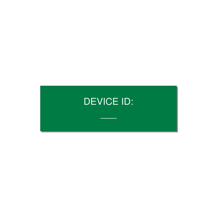 Device ID Label – OEM Equipment Tag — 3x1" White on Green, Adhesive