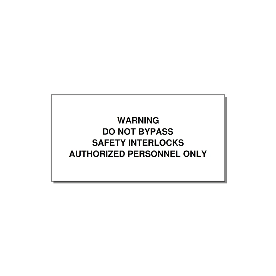 Do Not Bypass Safety Interlocks Label — 4x2" Black on White, Adhesive