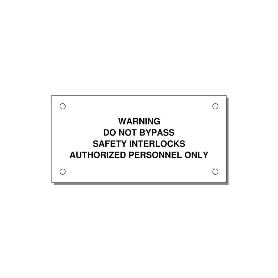 Do Not Bypass Safety Interlocks Label — 4x2" Black on White, Holes