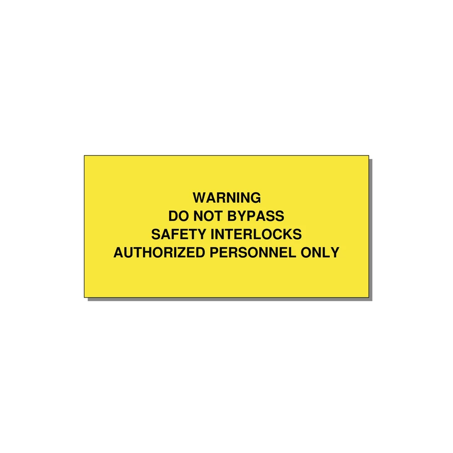 Do Not Bypass Safety Interlocks Label — 4x2" Black on Yellow, Adhesive