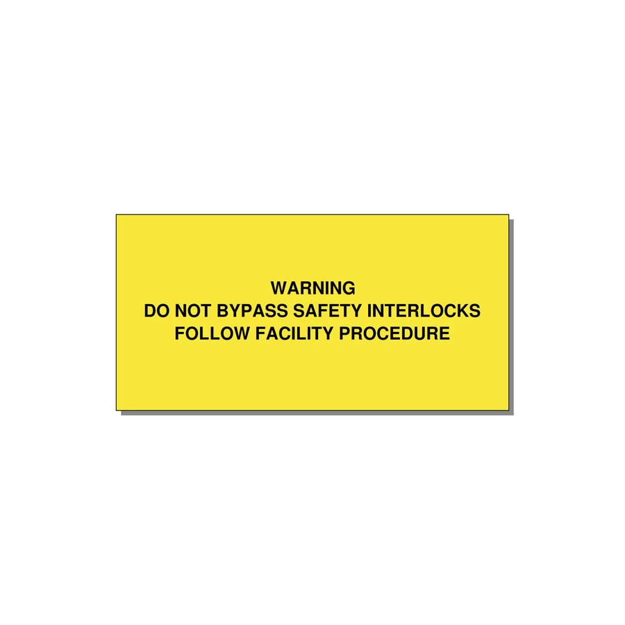Do Not Bypass Safety Interlocks Label — 6x3" Black on Yellow, Adhesive