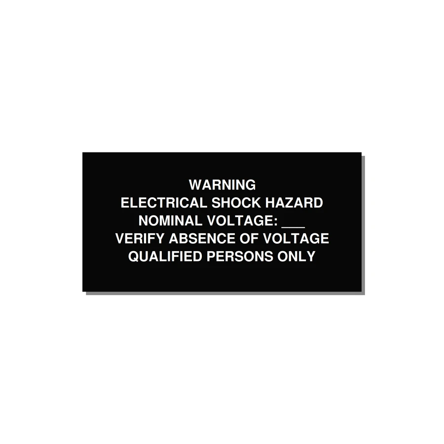 Electrical Shock Hazard Label — 4x2" White on Black, Adhesive