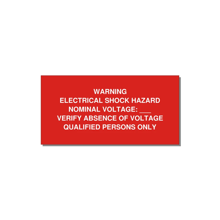 Electrical Shock Hazard Label — 4x2" White on Red, Adhesive