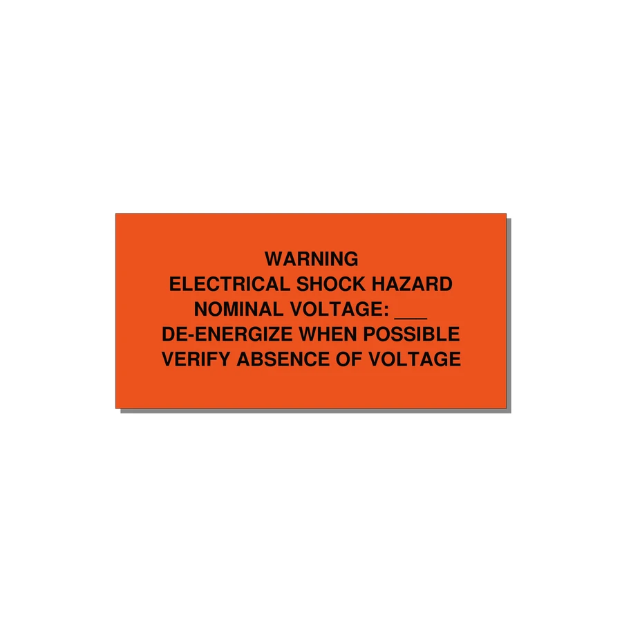 Electrical Shock Hazard Label — 6x3" Black on Orange, Adhesive