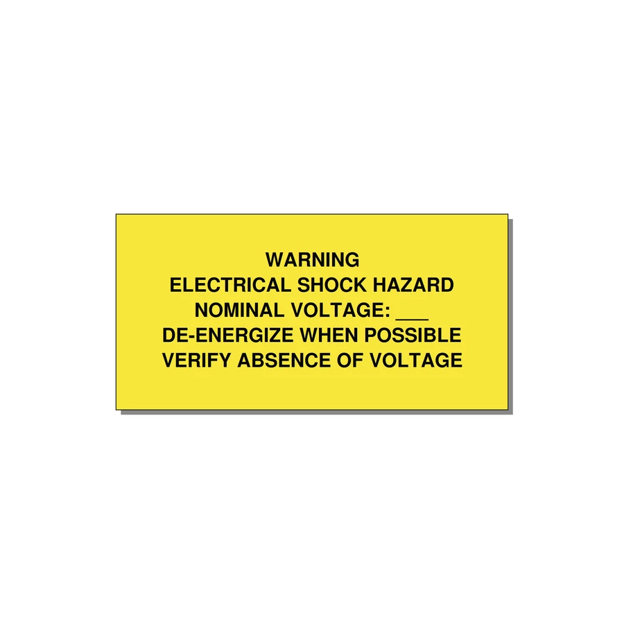 Electrical Shock Hazard Label — 6x3" Black on Yellow, Adhesive