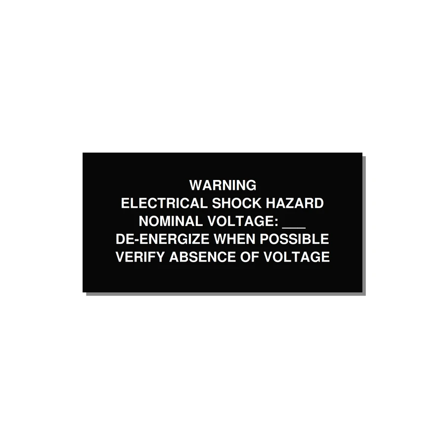 Electrical Shock Hazard Label — 6x3" White on Black, Adhesive