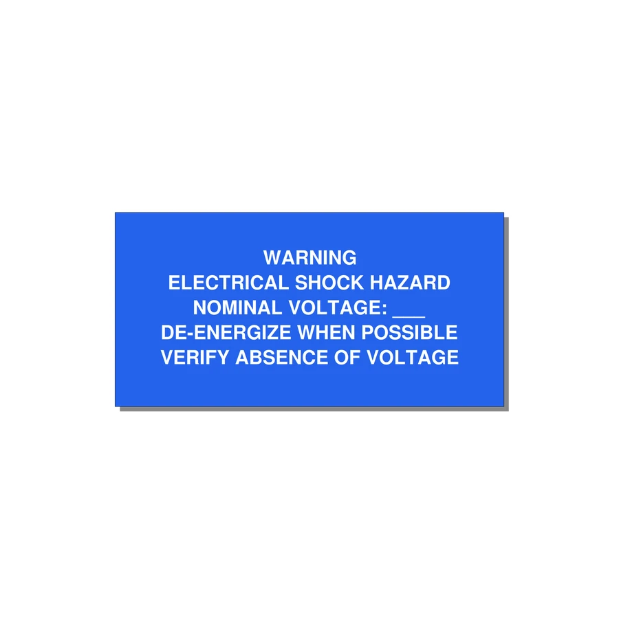 Electrical Shock Hazard Label — 6x3" White on Blue, Adhesive