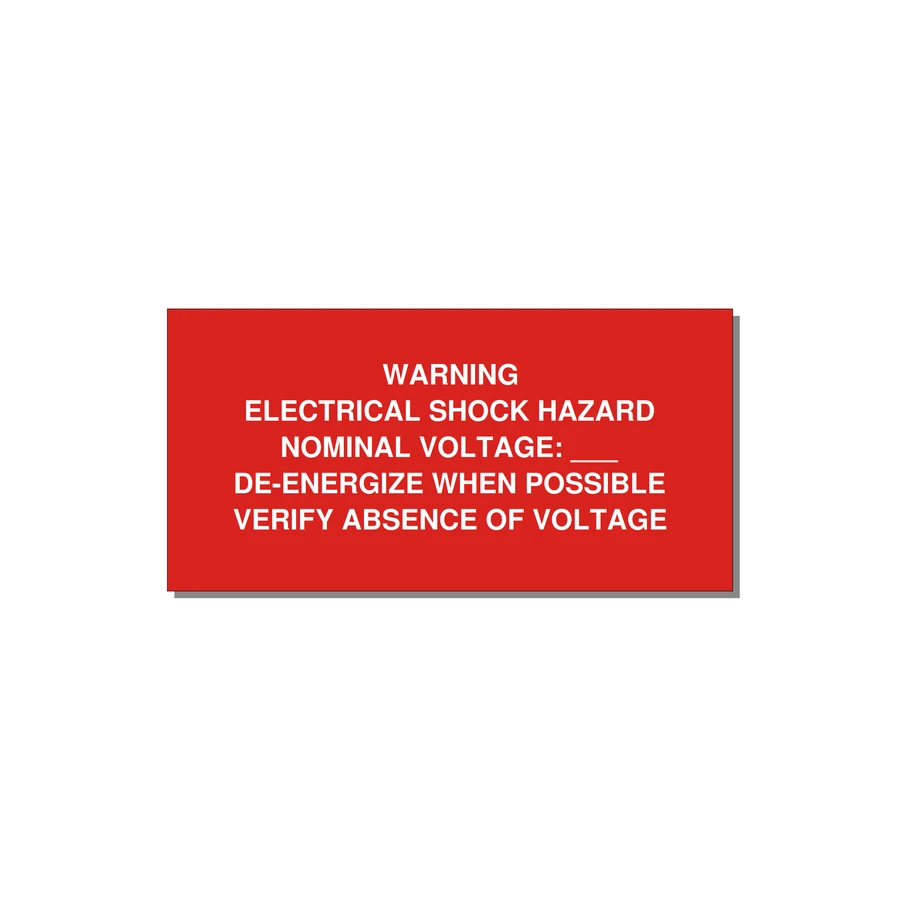 Electrical Shock Hazard Label — 6x3" White on Red, Adhesive
