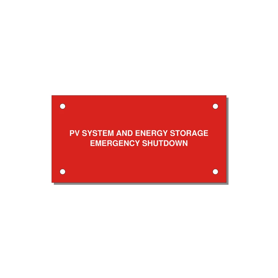 ESS Emergency Shutdown Label — 4x2" White on Red, Holes