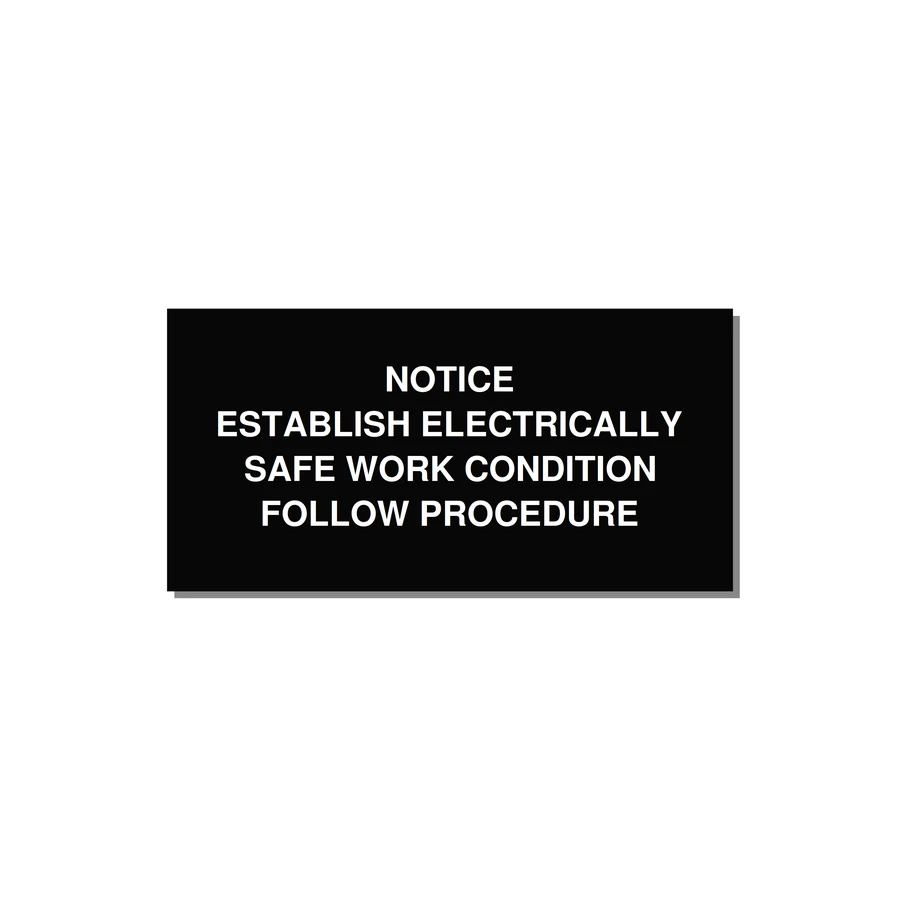 Establish Electrically Safe Work Condition Label — 4x2" White on Black, Adhesive