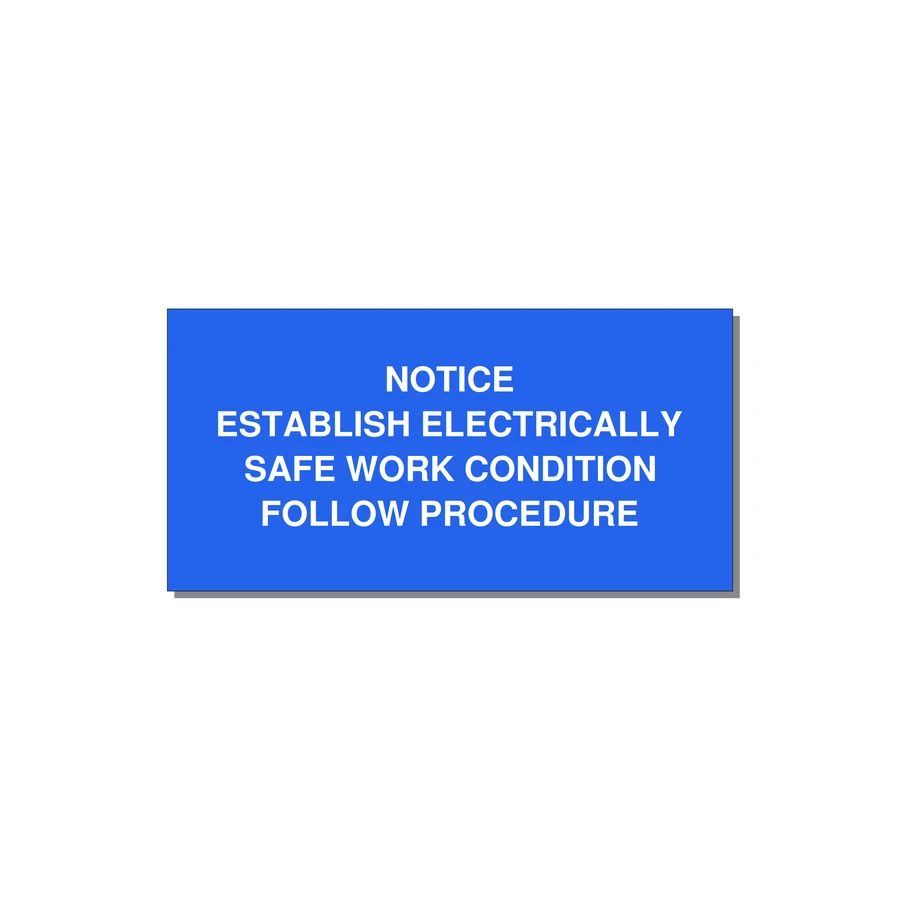 Establish Electrically Safe Work Condition Label — 4x2" White on Blue, Adhesive