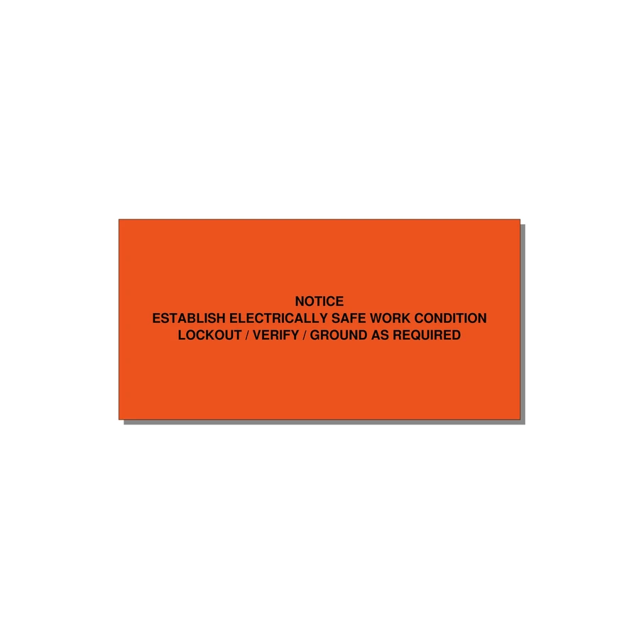 Establish Electrically Safe Work Condition Label — 6x3" Black on Orange, Adhesive