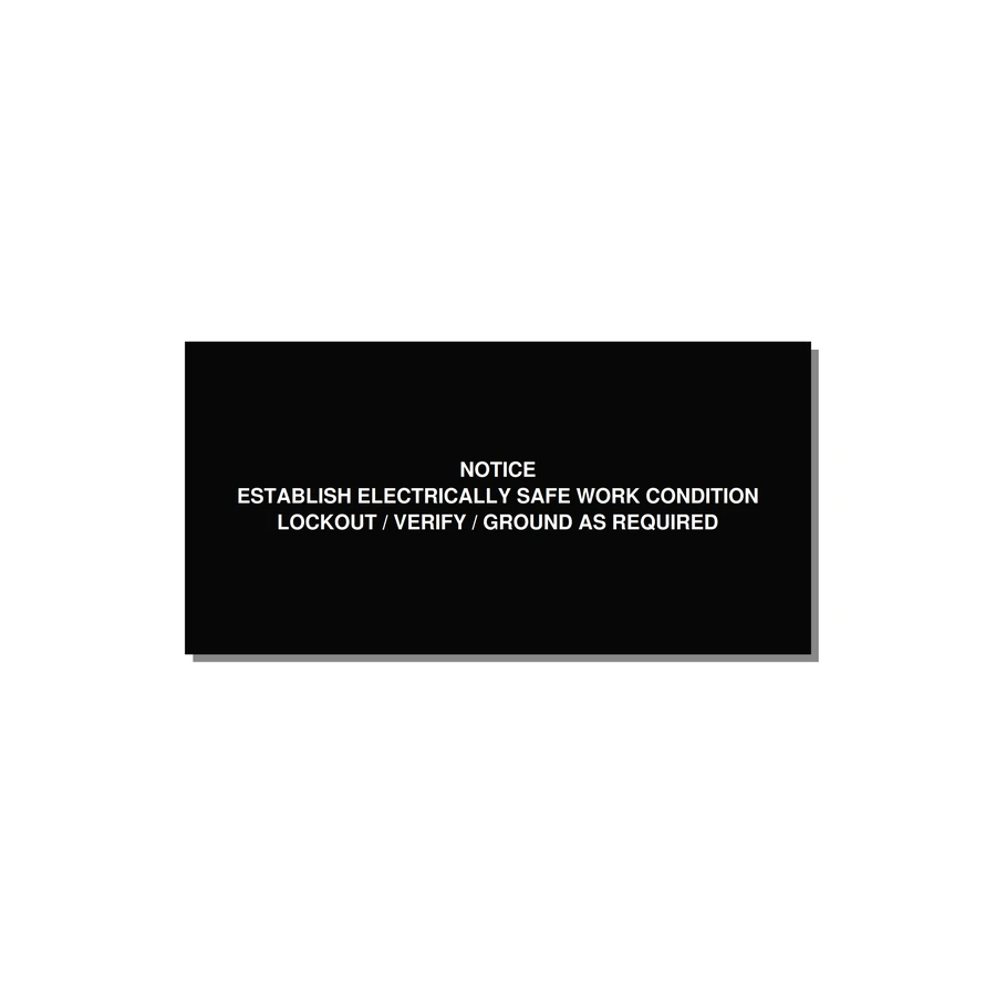 Establish Electrically Safe Work Condition Label — 6x3" White on Black, Adhesive