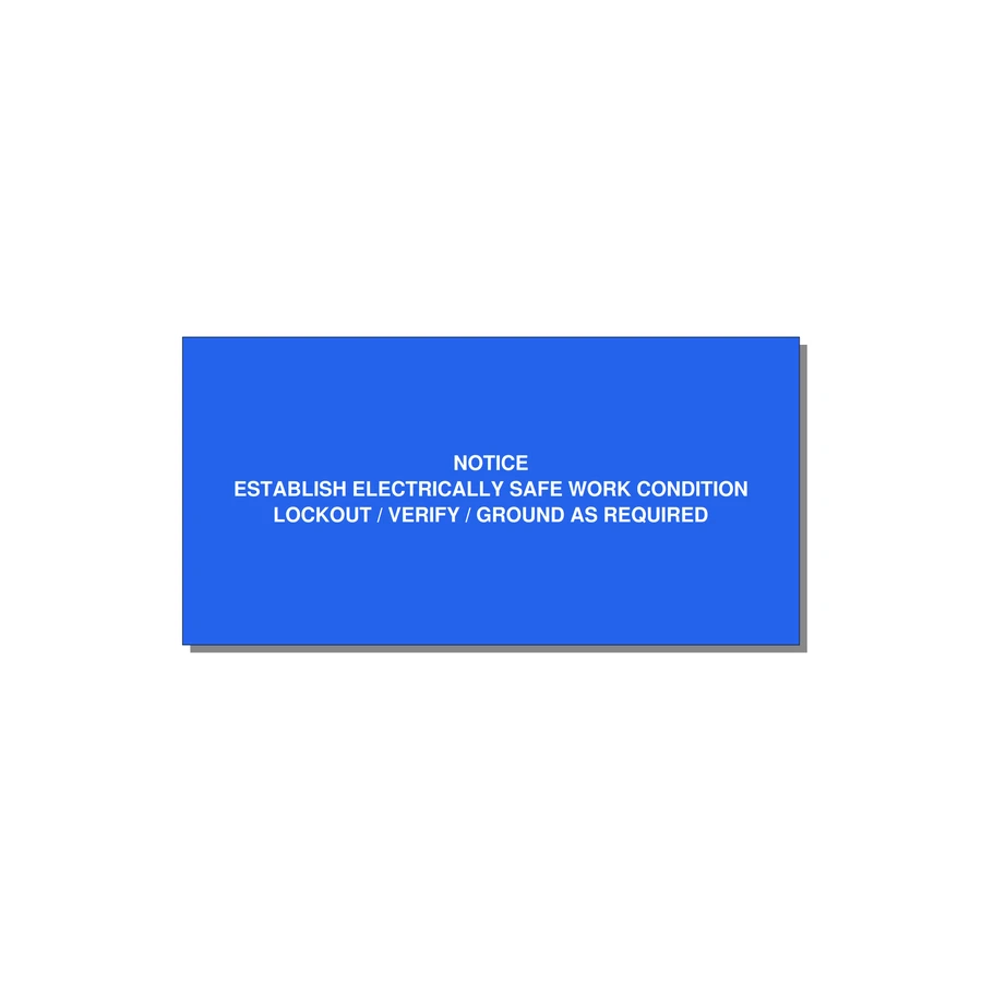 Establish Electrically Safe Work Condition Label — 6x3" White on Blue, Adhesive