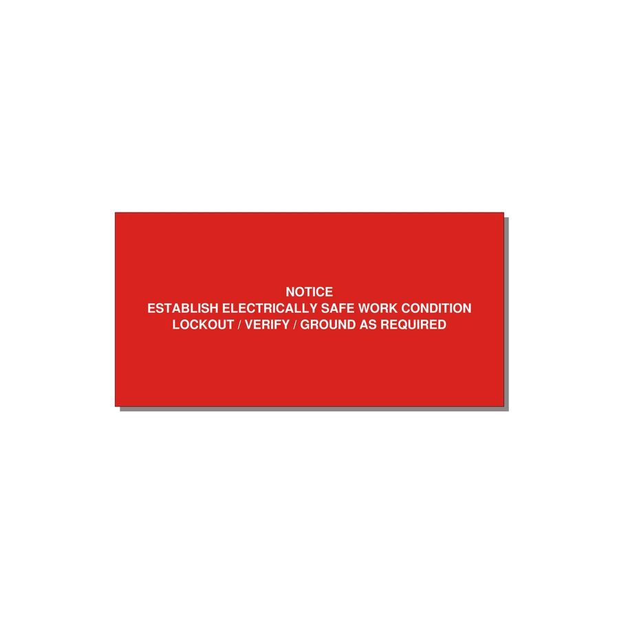 Establish Electrically Safe Work Condition Label — 6x3" White on Red, Adhesive