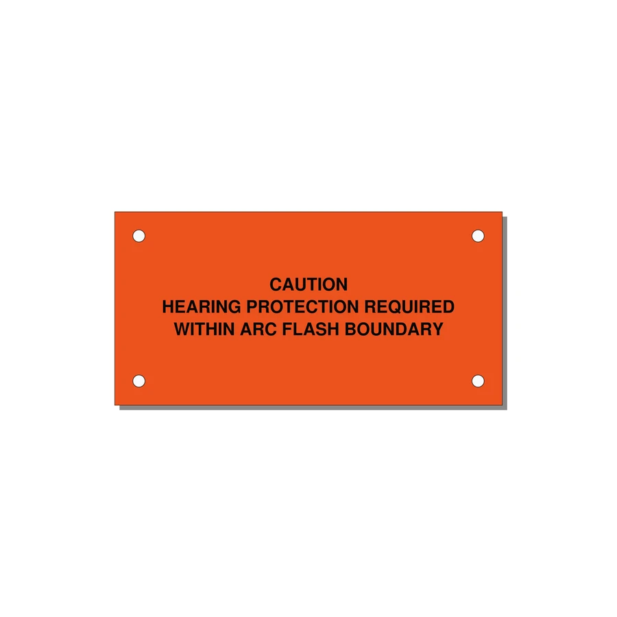 Hearing Protection Requi — 4x2" Black on Orange, Holes