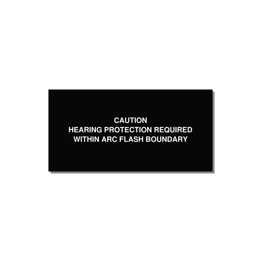Hearing Protection Requi — 4x2" White on Black, Adhesive