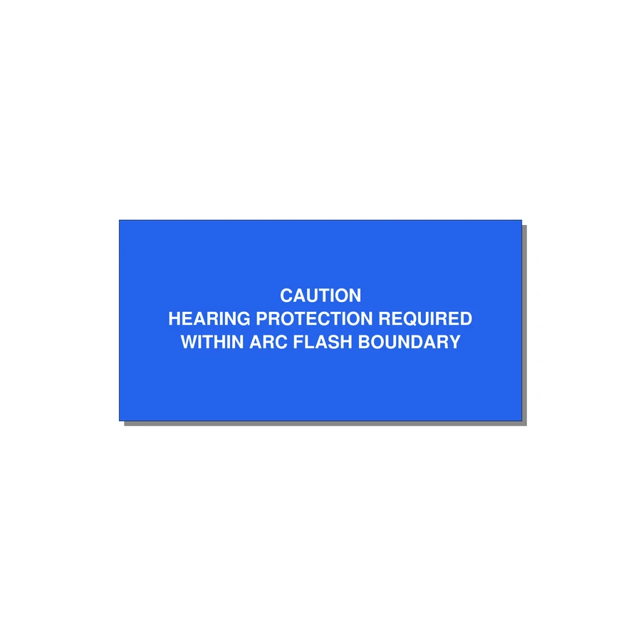 Hearing Protection Requi — 4x2" White on Blue, Adhesive