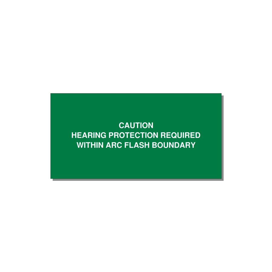 Hearing Protection Requi — 4x2" White on Green, Adhesive