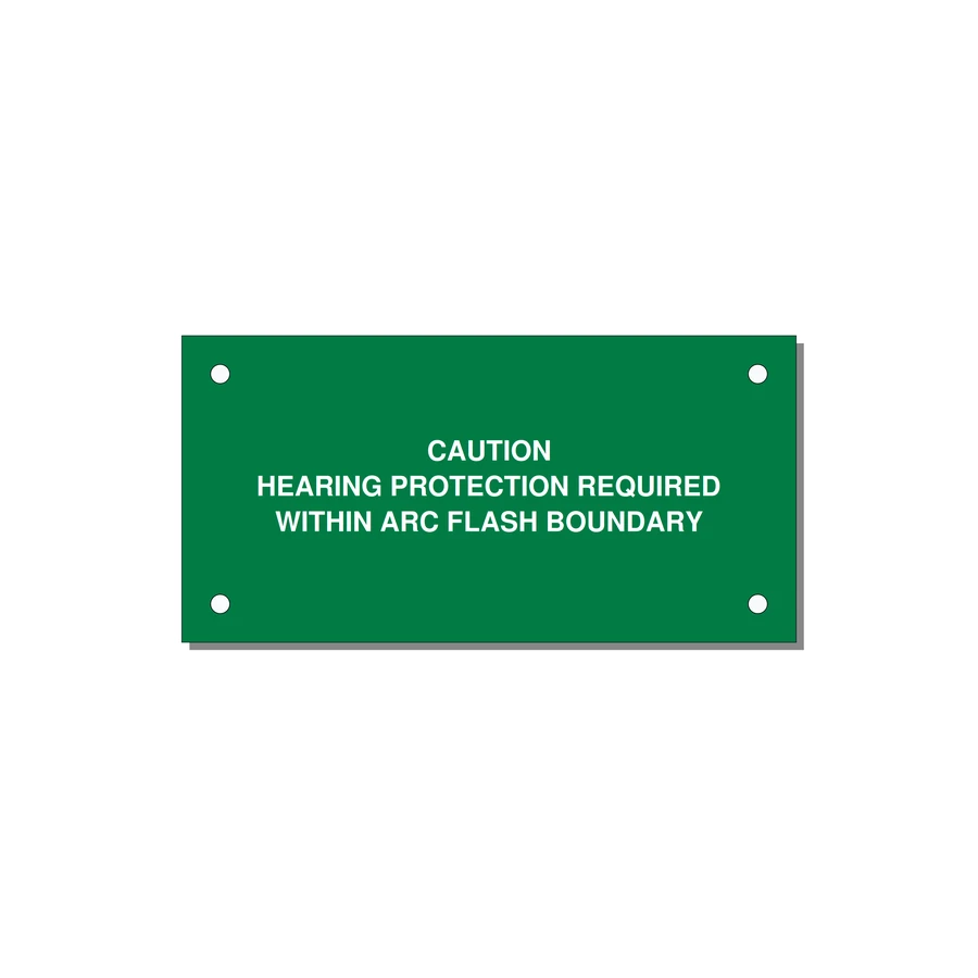 Hearing Protection Requi — 4x2" White on Green, Holes