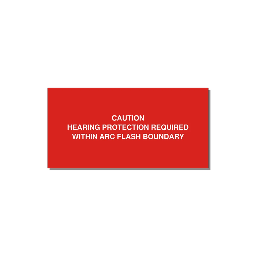 Hearing Protection Requi — 4x2" White on Red, Adhesive