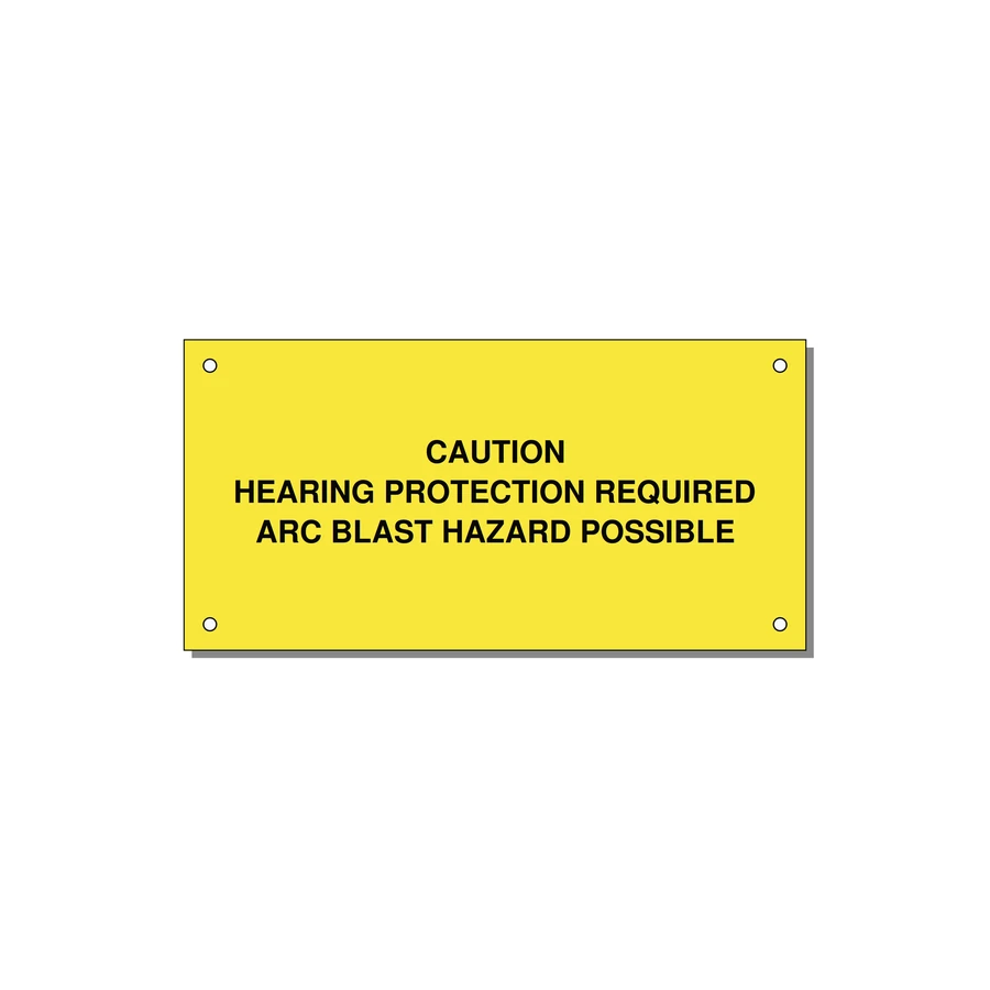 Hearing Protection Requi — 6x3" Black on Yellow, Holes