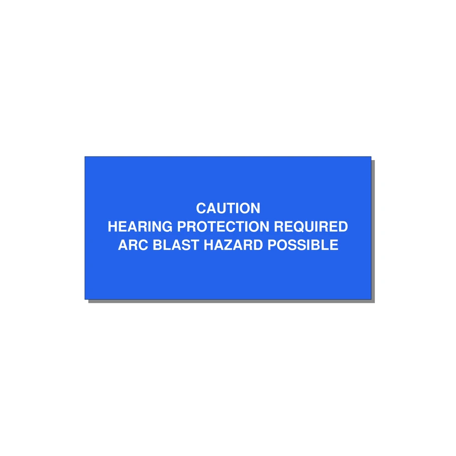 Hearing Protection Requi — 6x3" White on Blue, Adhesive