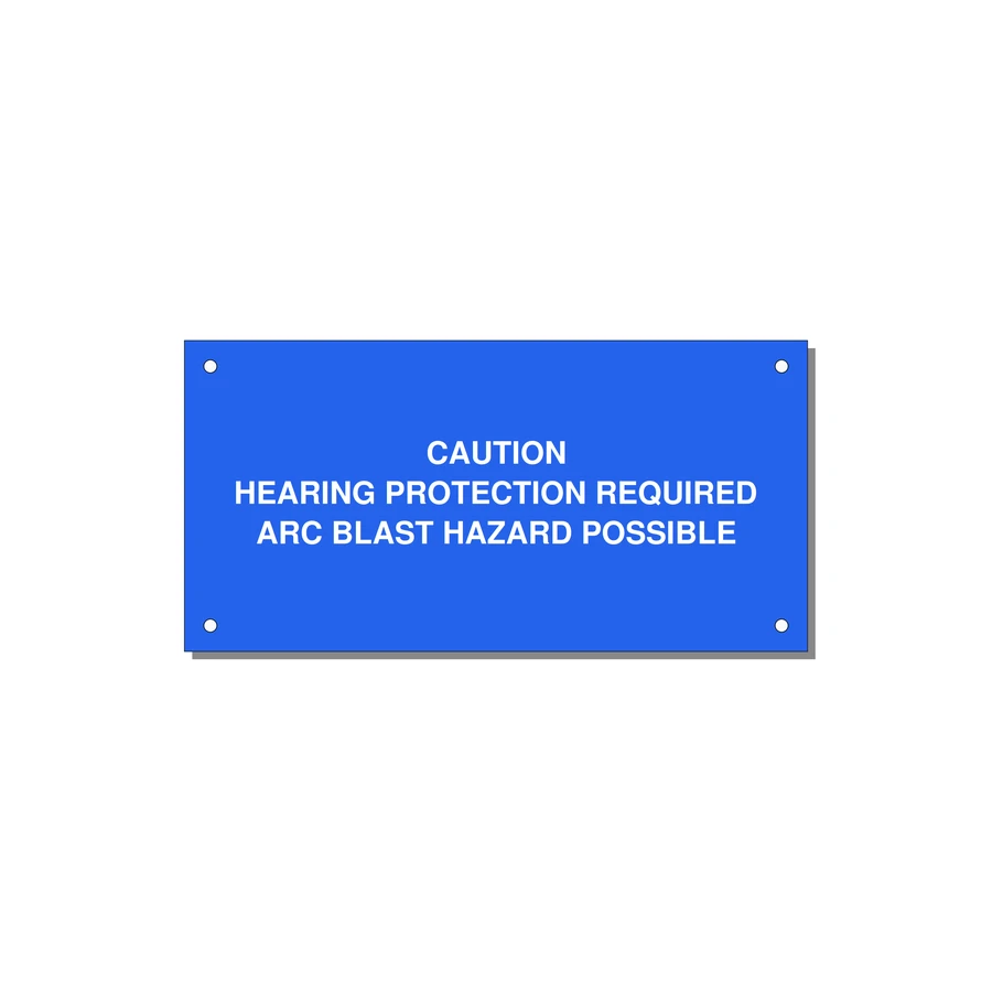 Hearing Protection Requi — 6x3" White on Blue, Holes