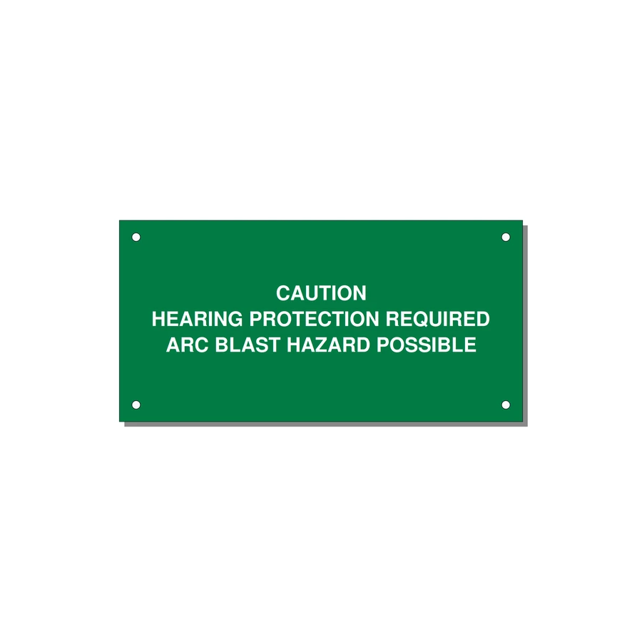 Hearing Protection Requi — 6x3" White on Green, Holes