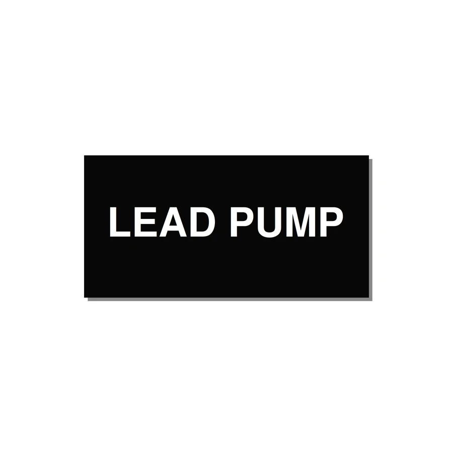 Lead Pump Label – OEM Water Systems — 4x2" White on Black, Adhesive