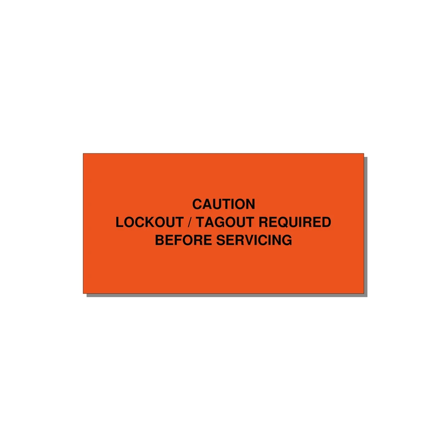 Lockout/Tagout Requi — 4x2" Black on Orange, Adhesive