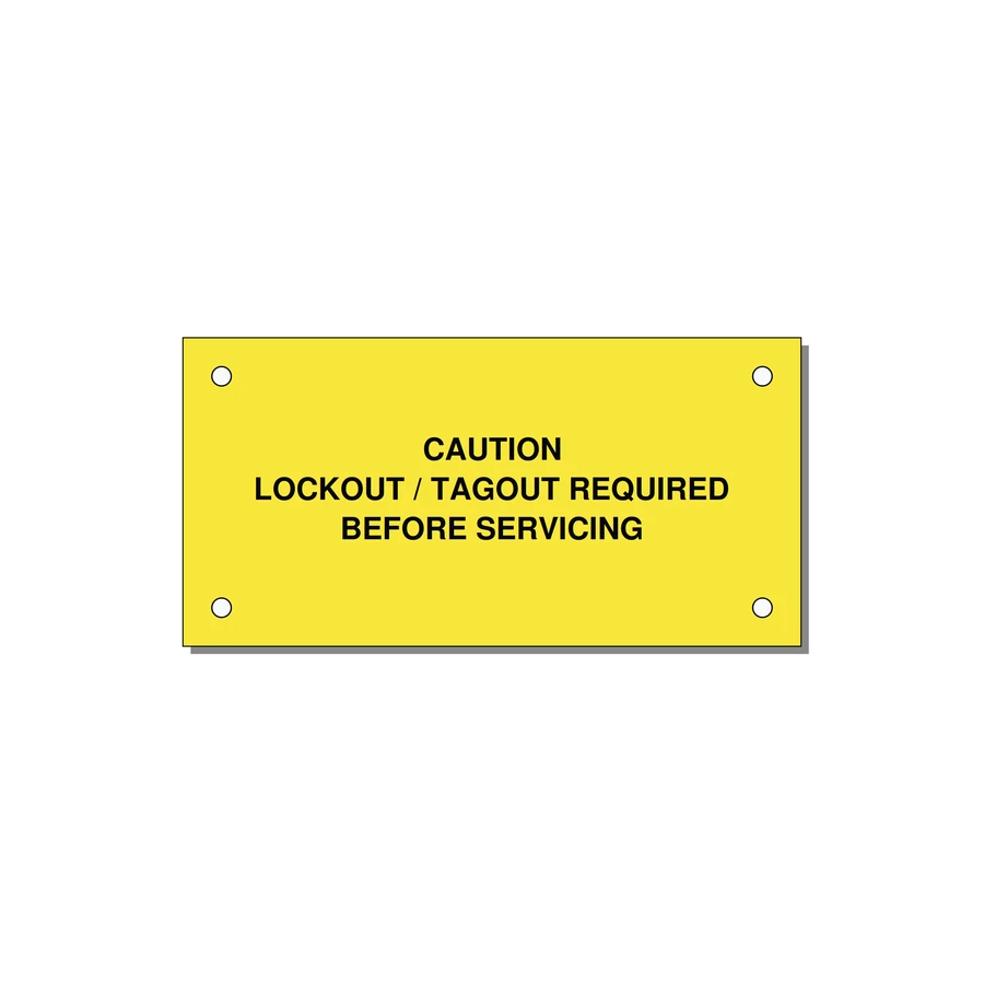Lockout/Tagout Requi — 4x2" Black on Yellow, Holes