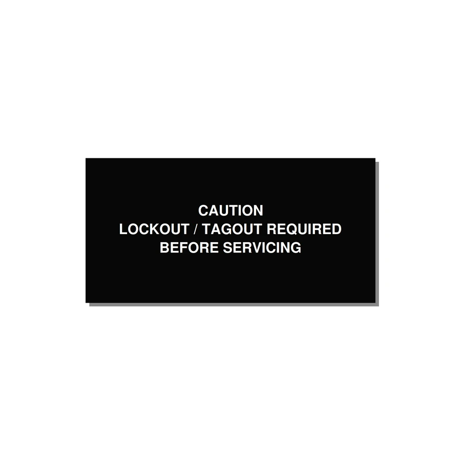 Lockout/Tagout Requi — 4x2" White on Black, Adhesive