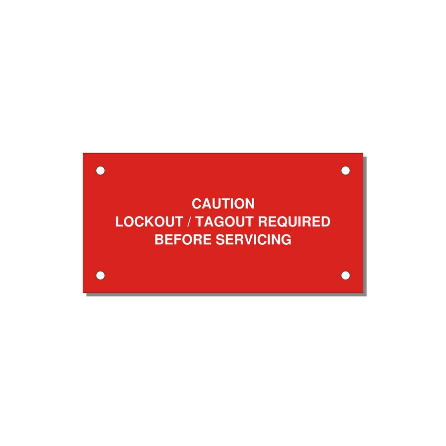 Lockout/Tagout Requi — 4x2" White on Red, Holes