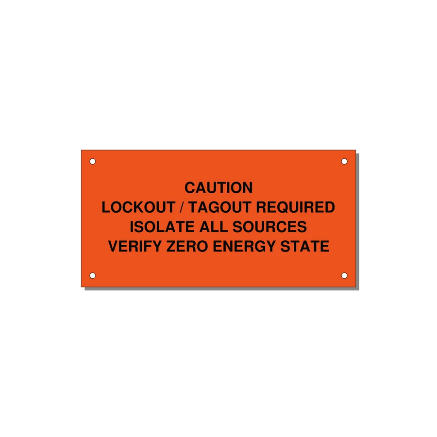 Lockout/Tagout Requi — 6x3" Black on Orange, Holes