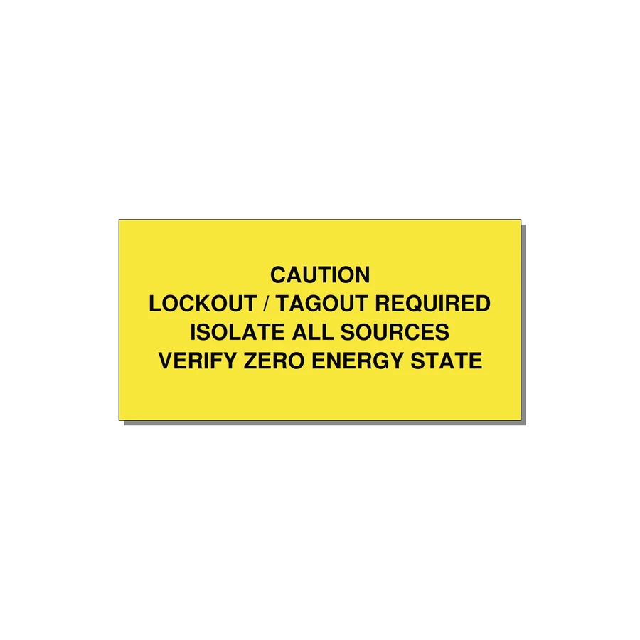 Lockout/Tagout Requi — 6x3" Black on Yellow, Adhesive