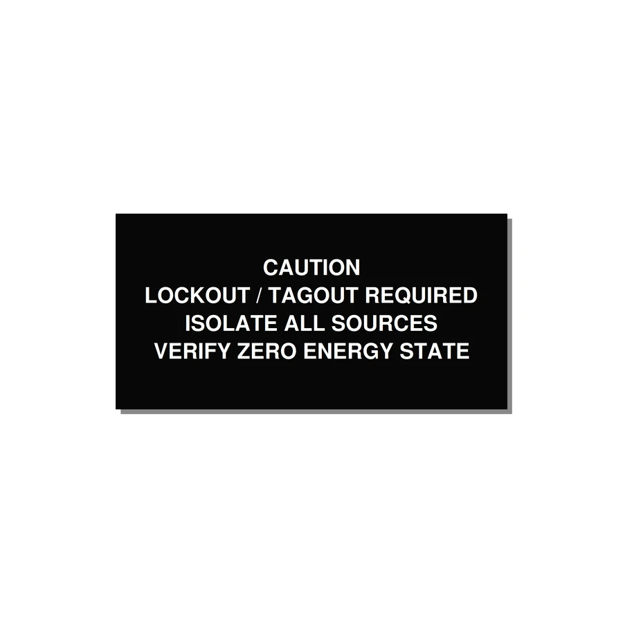 Lockout/Tagout Requi — 6x3" White on Black, Adhesive