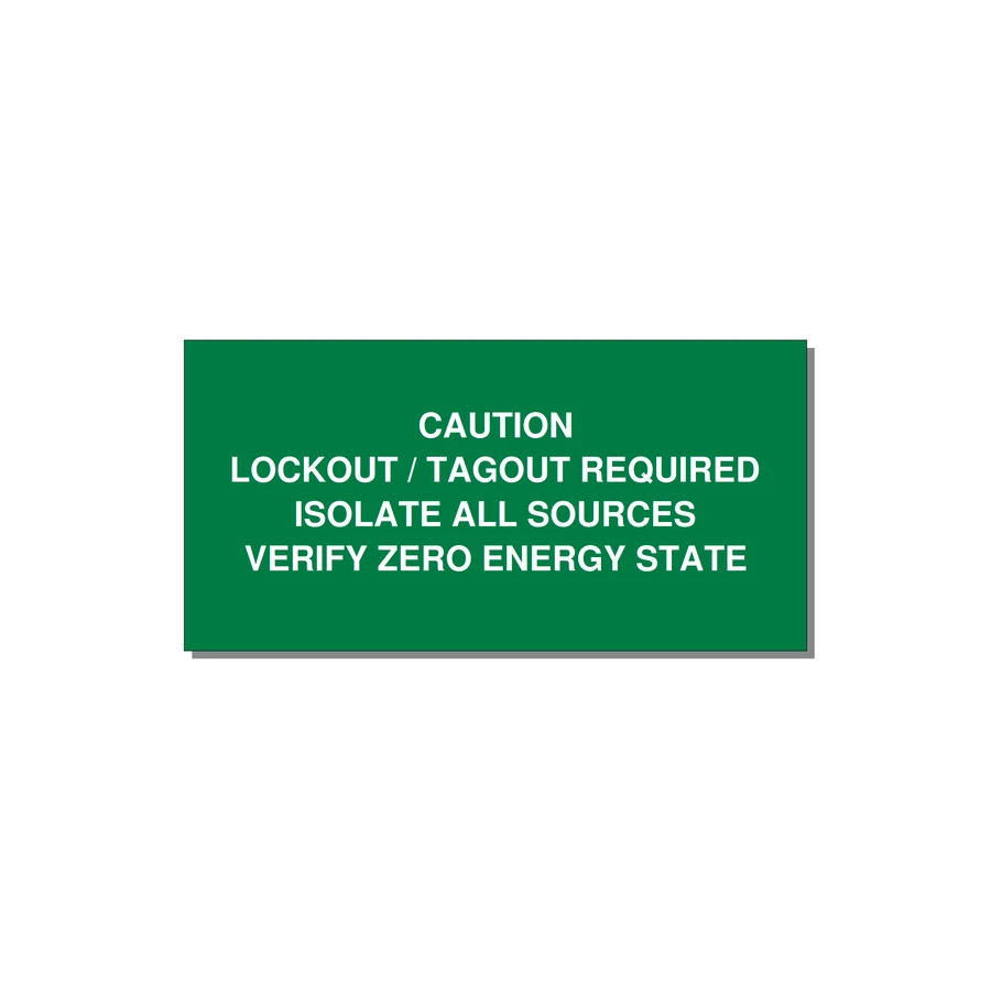Lockout/Tagout Requi — 6x3" White on Green, Adhesive