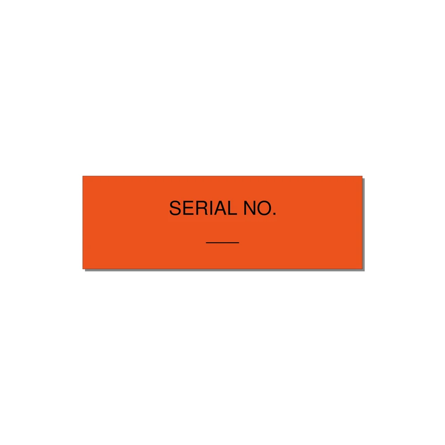 Medical Equipment Serial Number Label – OEM — 3x1" Black on Orange, Holes