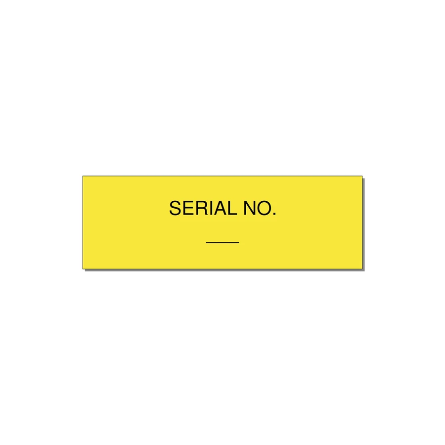 Medical Equipment Serial Number Label – OEM — 3x1" Black on Yellow, Adhesive