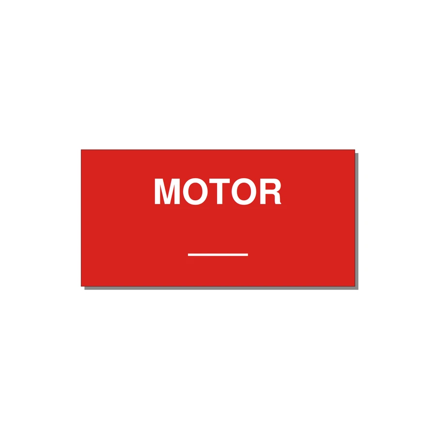 Motor Label – OEM Motion Equipment — 4x2" White on Red, Adhesive