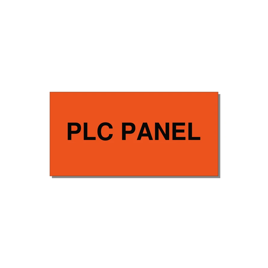 PLC Panel Label – OEM Automation Equipment — 4x2" Black on Orange, Adhesive