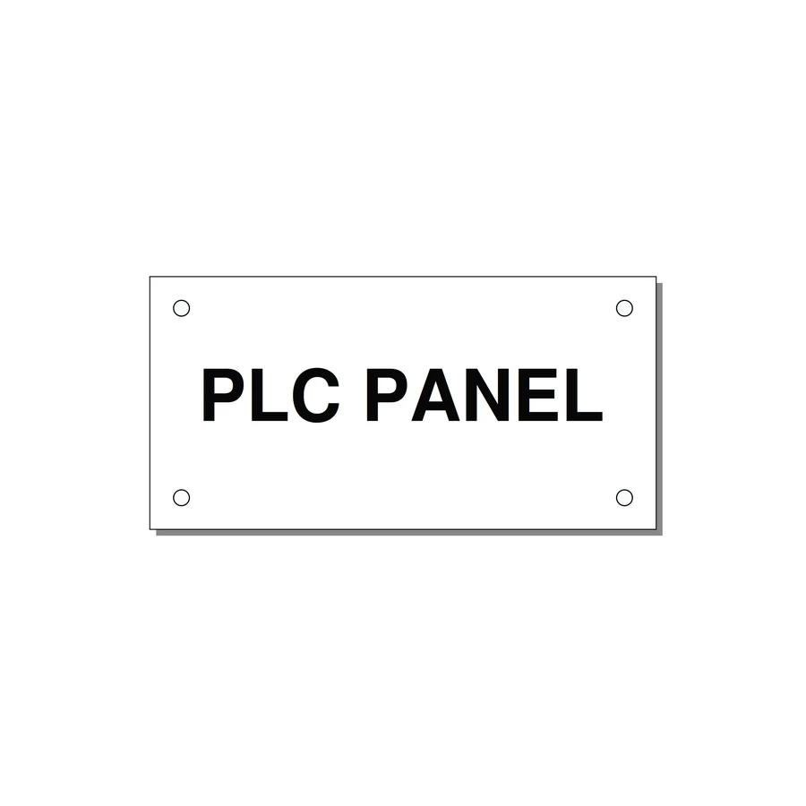 PLC Panel Label – OEM Automation Equipment — 4x2" Black on White, Holes