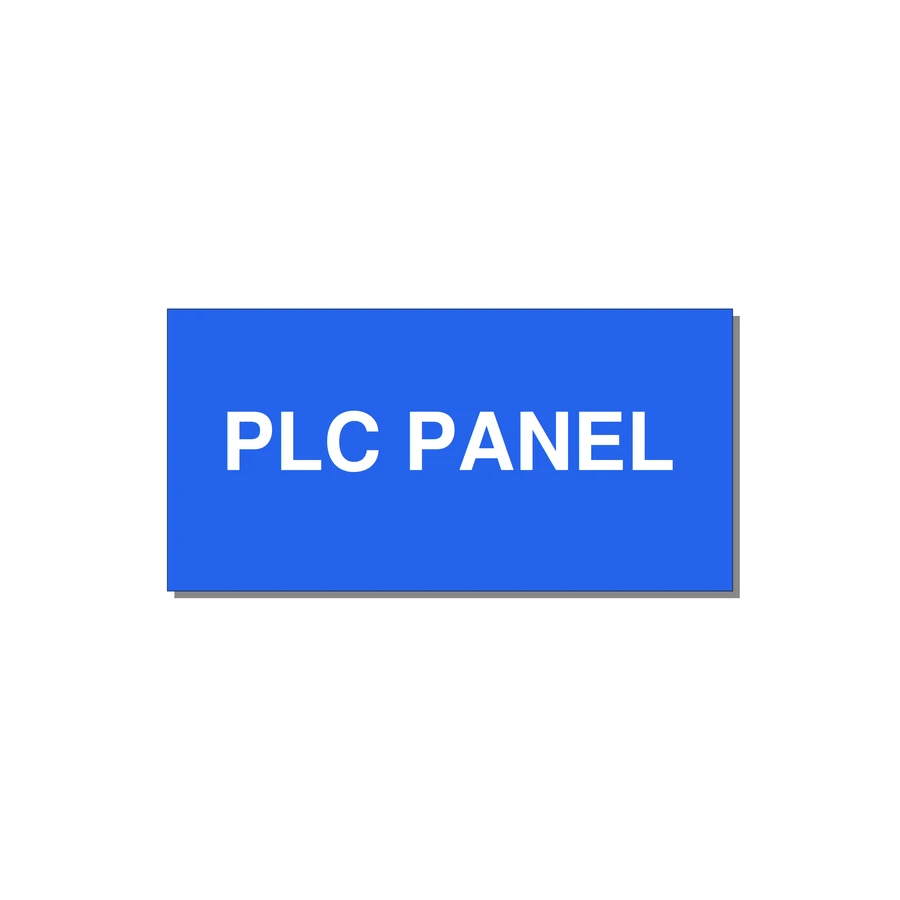 PLC Panel Label – OEM Automation Equipment — 4x2" White on Blue, Adhesive