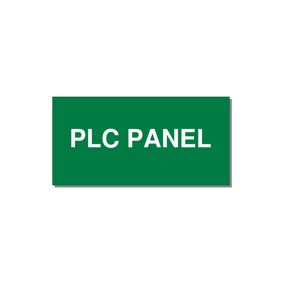 PLC Panel Label – OEM Automation Equipment — 4x2" White on Green, Adhesive