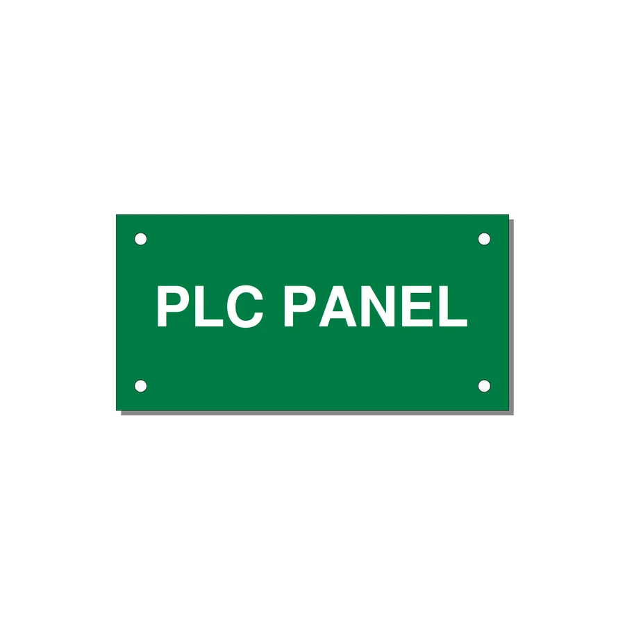 PLC Panel Label – OEM Automation Equipment — 4x2" White on Green, Holes